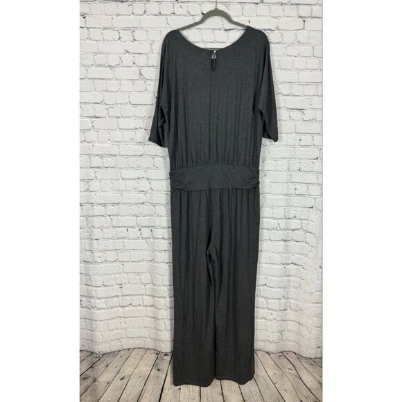 Soft Surroundings Toujours Wide Leg Jumpsuit Gray Women Size L Soft Knit Boho - Picture 8 of 9